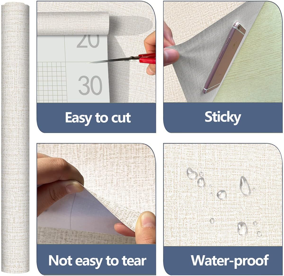 Beige Grasscloth Peel and Stick Wallpaper - Image 4