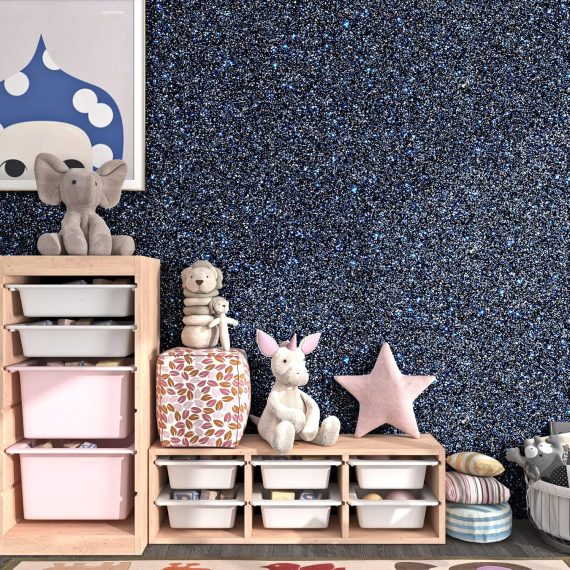 Black Blue Reflective Glitter Peel and Stick Wallpaper - Image 3