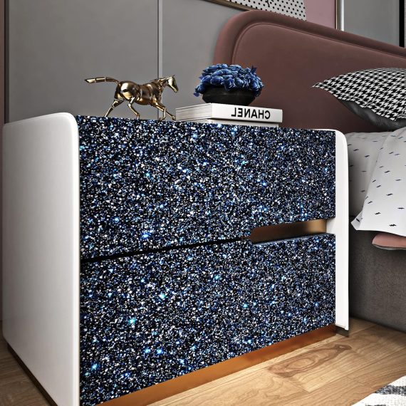 Black Blue Reflective Glitter Peel and Stick Wallpaper - Image 4