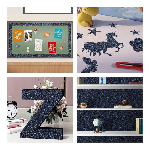 Black Blue Reflective Glitter Peel and Stick Wallpaper - Image 5