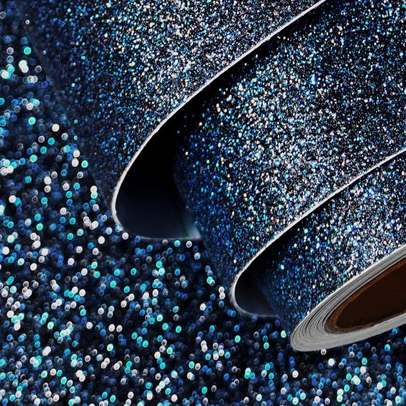 Black Blue Reflective Glitter Peel and Stick Wallpaper