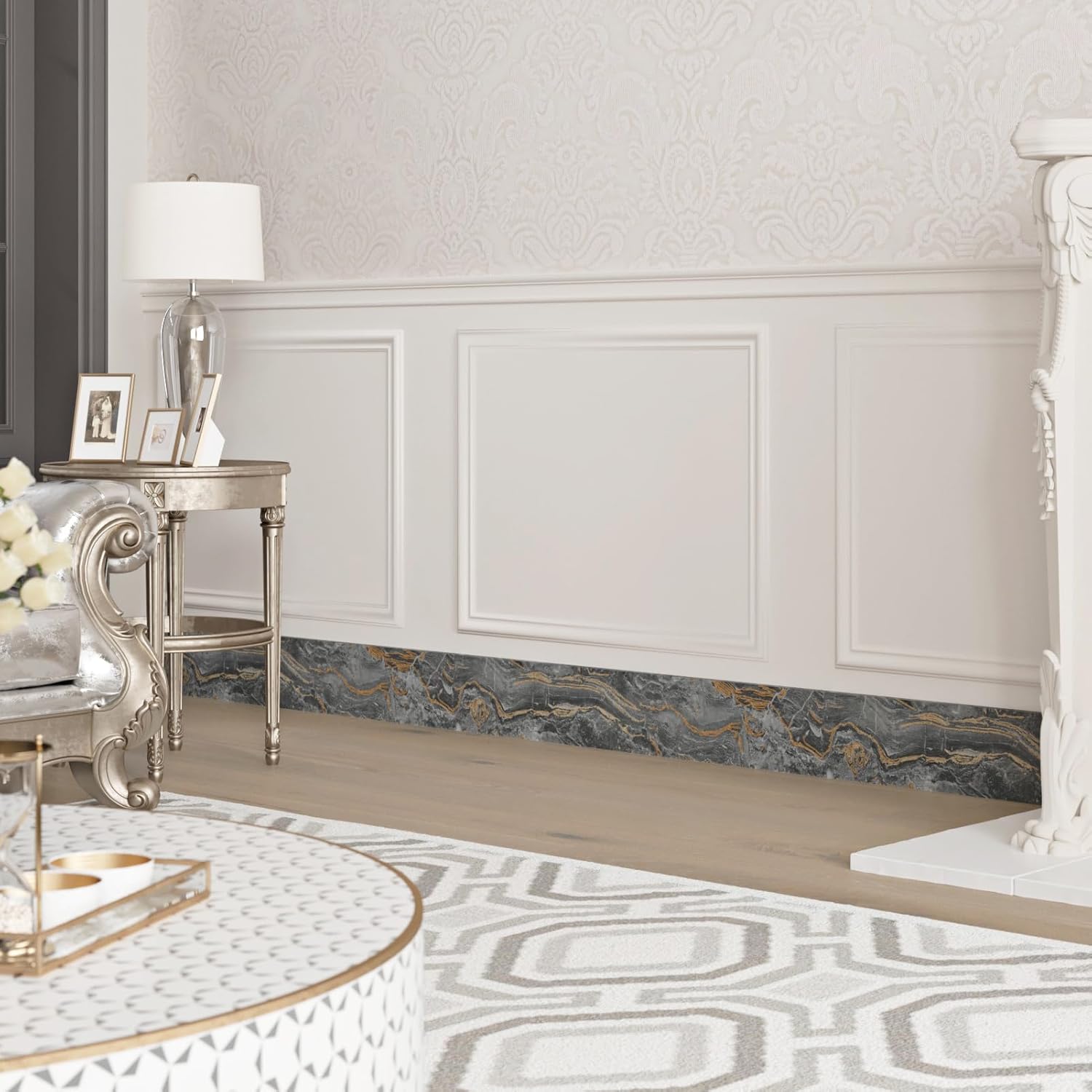 Black/Gold Marble Peel and Stick Wallpaper Border - Image 2