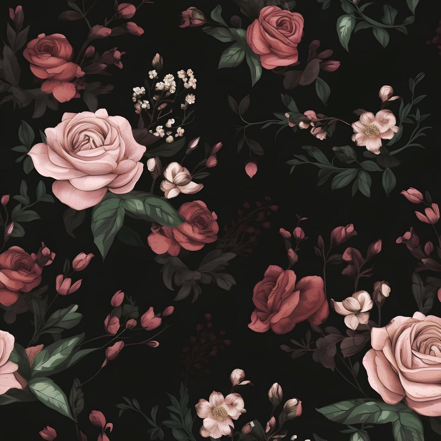 Dark Floral Wallpaper Rose Peel and Stick Wallpaper