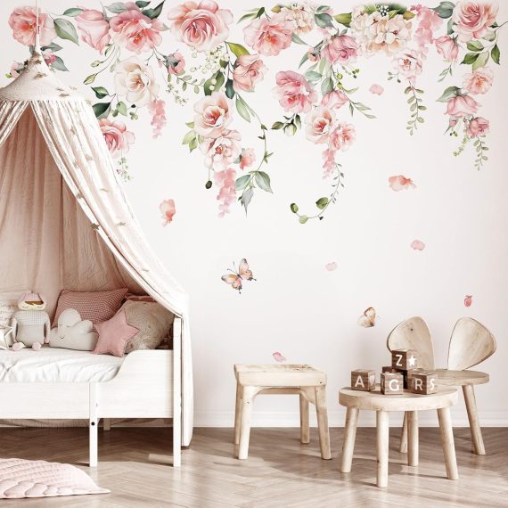 Large Pink Peony Flower Wall Stickers - Image 3