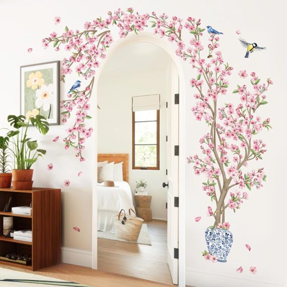 Pink Cherry Blossom Flower Tree Wall Decals - Image 2