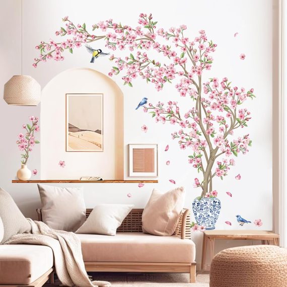 Pink Cherry Blossom Flower Tree Wall Decals - Image 3