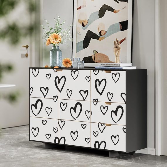 White and Black Heart Peel and Stick Wallpaper - Image 3