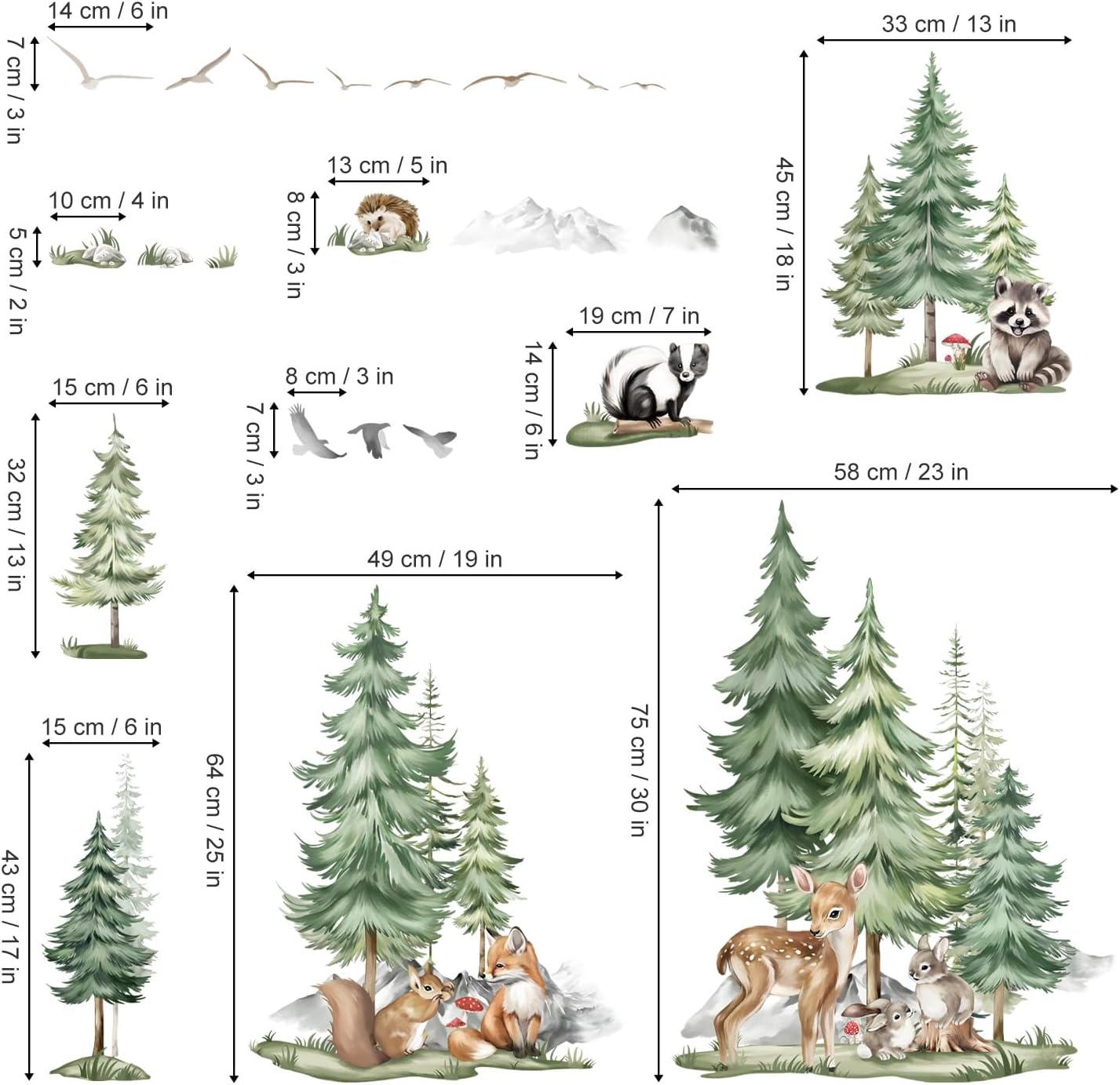 Woodland Animal Deer Fox Wall Stickers - Image 4